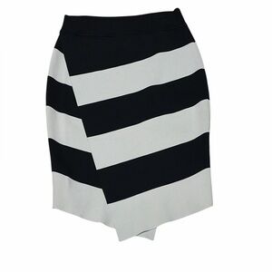 A.L.C. Black and White Bold-Stripe Asymmetrical Skirt